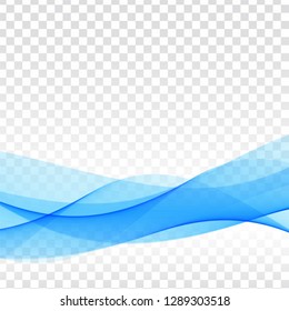 Abstract Blue Wave Transparent Background Vector