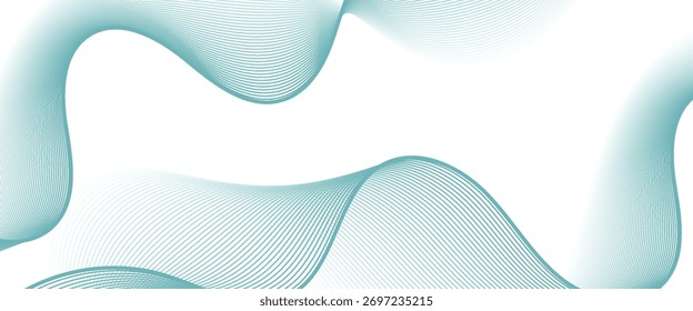 Abstract blue wave vector banner template, abstract wavy line background.