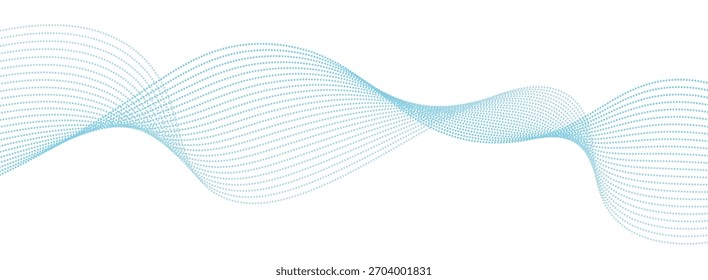 Abstract Blue Wave Vector with Flowing Dotted Lines and Smooth Gradient Flow for Modern Banner and Background Design.