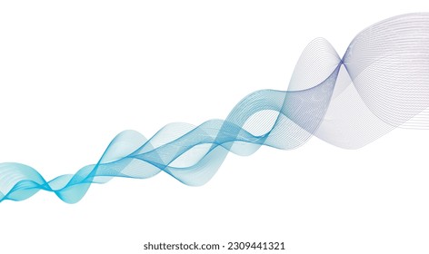 Abstract blue wave. Vector illustration isolated on white background.