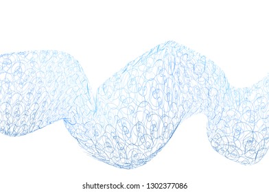 abstract blue wave water form, thin curved lines graphic background for design
