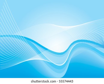 abstract blue wave with white lines vector illustration