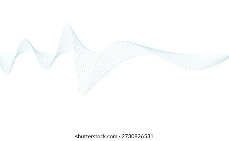 Líneas de onda azul Abstractas que fluyen suavemente a través de un fondo blanco, representando señales de sonido o datos.