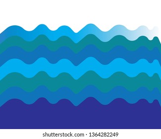 Abstract blue waves background for design. Vector marine wallpaper - Vector

