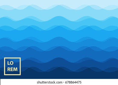 Abstract blue waves background for design. Vector marine wallpaper