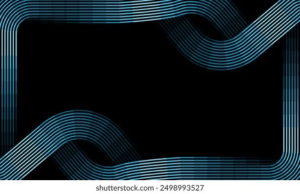 Abstractas fondo de las olas azules. Arte moderno de la línea de neón. fondo oscuro. Diseño dinámico de curvas de flujo. Marco digital futurista. Patrón de onda azul claro elegante. ilustración en vivo de movimiento brillante
