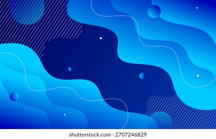 Fondo azul Abstractas de las ondas, curvas que fluyen de la composición dinámica moderna con las líneas paralelas.