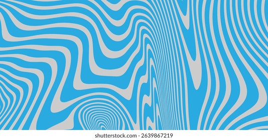 Abstract blue waves background retro 60s, 70s. Vector illustration