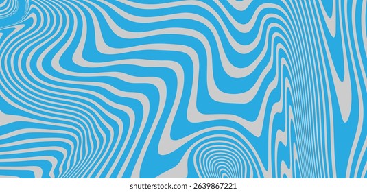 Abstract blue waves background retro 60s, 70s. Vector illustration