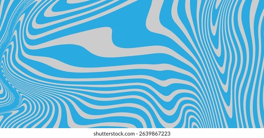 Abstract blue waves background retro 60s, 70s. Vector illustration
