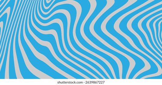 Abstract blue waves background retro 60s, 70s. Vector illustration
