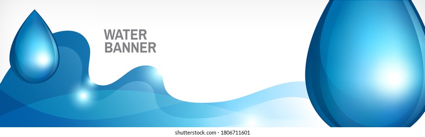 Abstract blue waves background. Shine vector illustration with water drop.