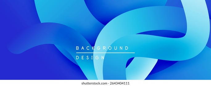 Abstract blue waves create flowing design. Soft gradients suggest depth, movement, modern aesthetic. Minimal text highlights background concept.