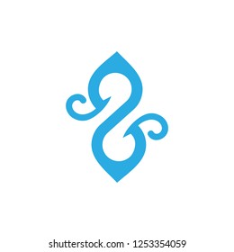 abstract blue waves curl design logo vector