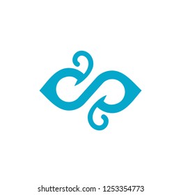 abstract blue waves curl design logo vector