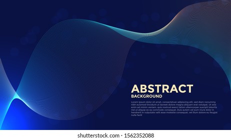 Abstract blue Waves Design. Shiny blue design element on dark background for Background. Vector Illustration