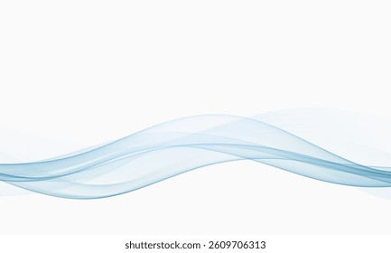 Abstract blue waves flowing smoothly across a white background, creating a sense of motion and fluidity.