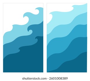Abstract blue waves illustration on white background. Vector pattern. Art line ornament. Water Wave Logo abstract design
