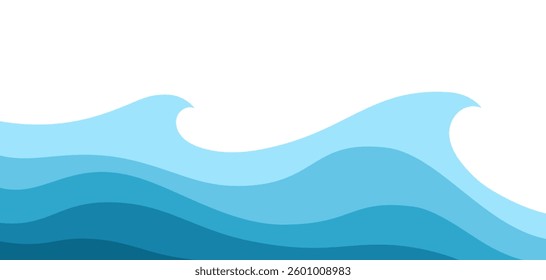 Abstract blue waves illustration on white background. Vector pattern. Art line ornament. Water Wave Logo abstract design.