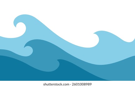 Abstract blue waves illustration on white background. Vector pattern. Art line ornament. Water Wave Logo abstract design.