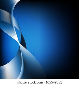 Abstract Blue Waves, Isolated On Black Background, Vector Illustration