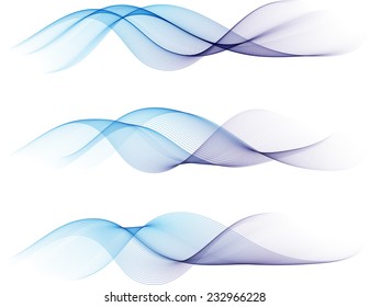 Abstract blue waves isolated on white