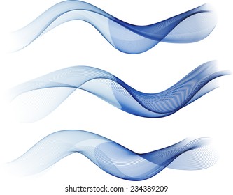 Abstract blue waves isolated on white