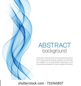 Abstract blue waves isolated on white background