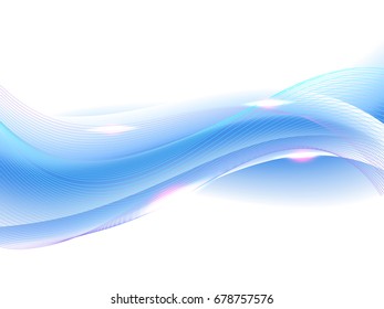 Olas azules abstractas con efecto de la lente sobre el fondo blanco.