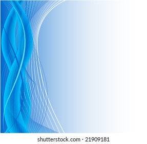 abstract blue waves and line as background, vector