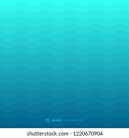 Abstract blue waves lines underwater background and texture. Wavy stripes pattern. Rough surface. Vector illustration