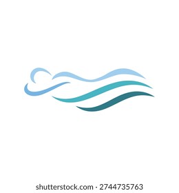Abstract Blue Waves massage on White Background.