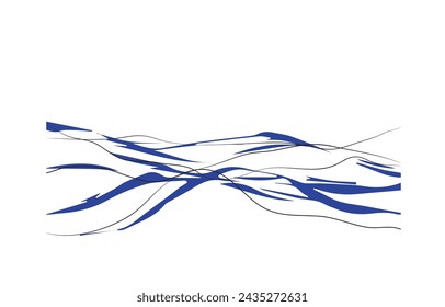 Abstract blue waves. Mountains. Suitable for poster, greeting card, print. Line water waves