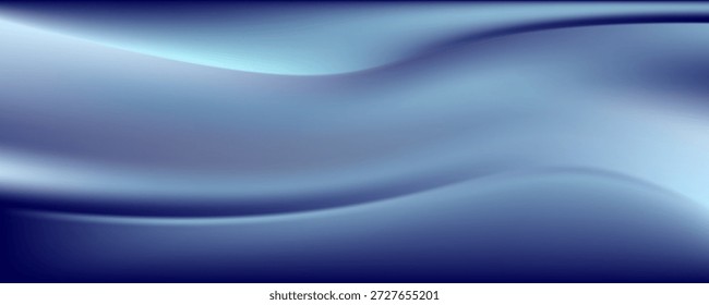 Ondas azuis abstratas sobre fundo preto. Vetor ondulado suave. Design moderno de textura de onda suave azul brilhante. Terno para negócios, corporativos, banner, cartaz, site. Ilustração vetorial