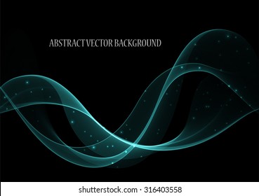 Abstract blue waves on black. 