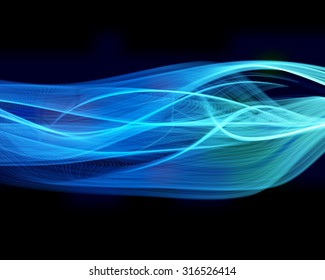 Abstract blue waves on the dark background. Vector illustration.