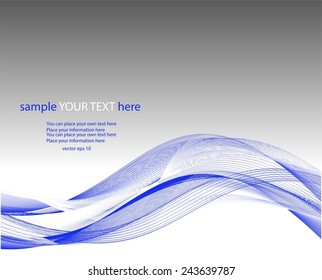 Abstract blue waves on gray background