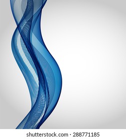 Abstract blue waves on gray background