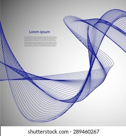 Abstract blue waves on gray background