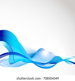 abstract blue waves, on a grey