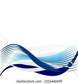 Abstract blue waves on white background suitable for template or wallpaper. Business modern pattern. Vector graphic illustration.
