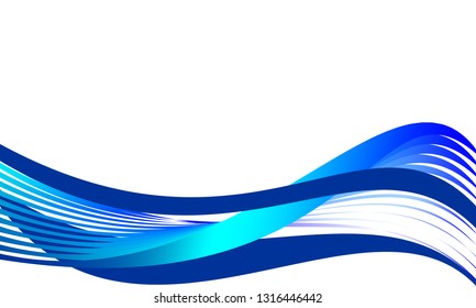 Abstract blue waves on white background suitable for template or wallpaper.Business modern pattern. Vector graphic illustration.