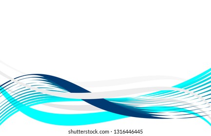 Abstract blue waves on white background suitable for template or wallpaper.Business modern pattern. Vector graphic illustration.