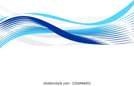 Abstract blue waves on white background suitable for template or wallpaper.Business modern pattern. Vector graphic illustration.