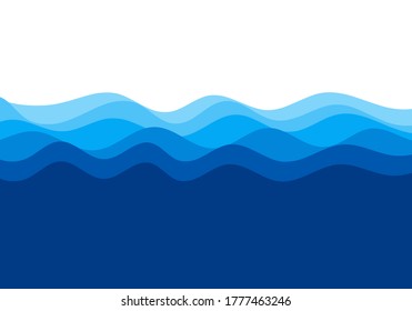 Resumen de ondas azules en la ilustración vectorial de fondo blanco.