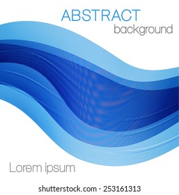 Abstract blue waves on white background