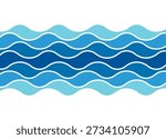 Abstract blue waves pattern. Vector background for printing, labels, advertising, packaging, textiles. Design element for drinks, sports. Water flow, sea, river. Border. Interior decor
