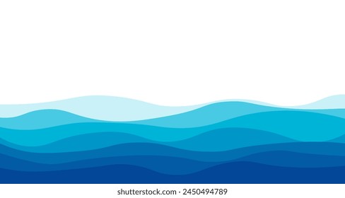 Abstract blue waves, sea, river, ocean layer vector background illustration