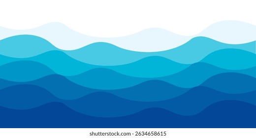 Abstrato ondas azuis, mar, rio, camada oceânica vetor ilustração de fundo