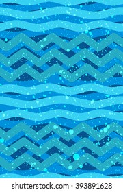 Abstract blue waves seamless background - Seamless grunge Patterns - Nautical Sea Theme 